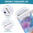 thumbnail image 5 of 40 oz Insulated Stainless Steel Tumbler Double Wall Stainless Steel Tumbler with 2-Way Drinking Watercolor Powder Blue Pattern, 5 of 9