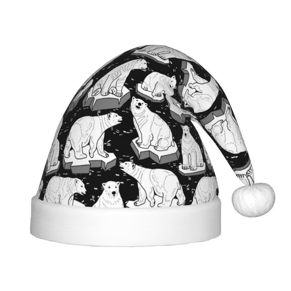 Naloa Cute Cartoon Polar Bear Santa Hat for Kids Baby Christmas Hats,Girls Boys Toddler Plush Xmas Holiday Hat,Luxury Santa Claus Hat