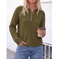 thumbnail image 3 of PRETTYGARDEN Women's Fall Button Up Cozy Pullover Sweaters | Stretchy Soft Knit, Drop Shoulder Long Sleeve Tops, Henley Crewneck Rolled Edge, Dressy Casual Blouses, Trendy Winter Clothes, 3 of 8