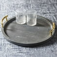 thumbnail image 2 of American Atelier, Gray Dots PU Leatherette Round Serving Tray with Gold Handles, 17.32x1.14", 2 of 5