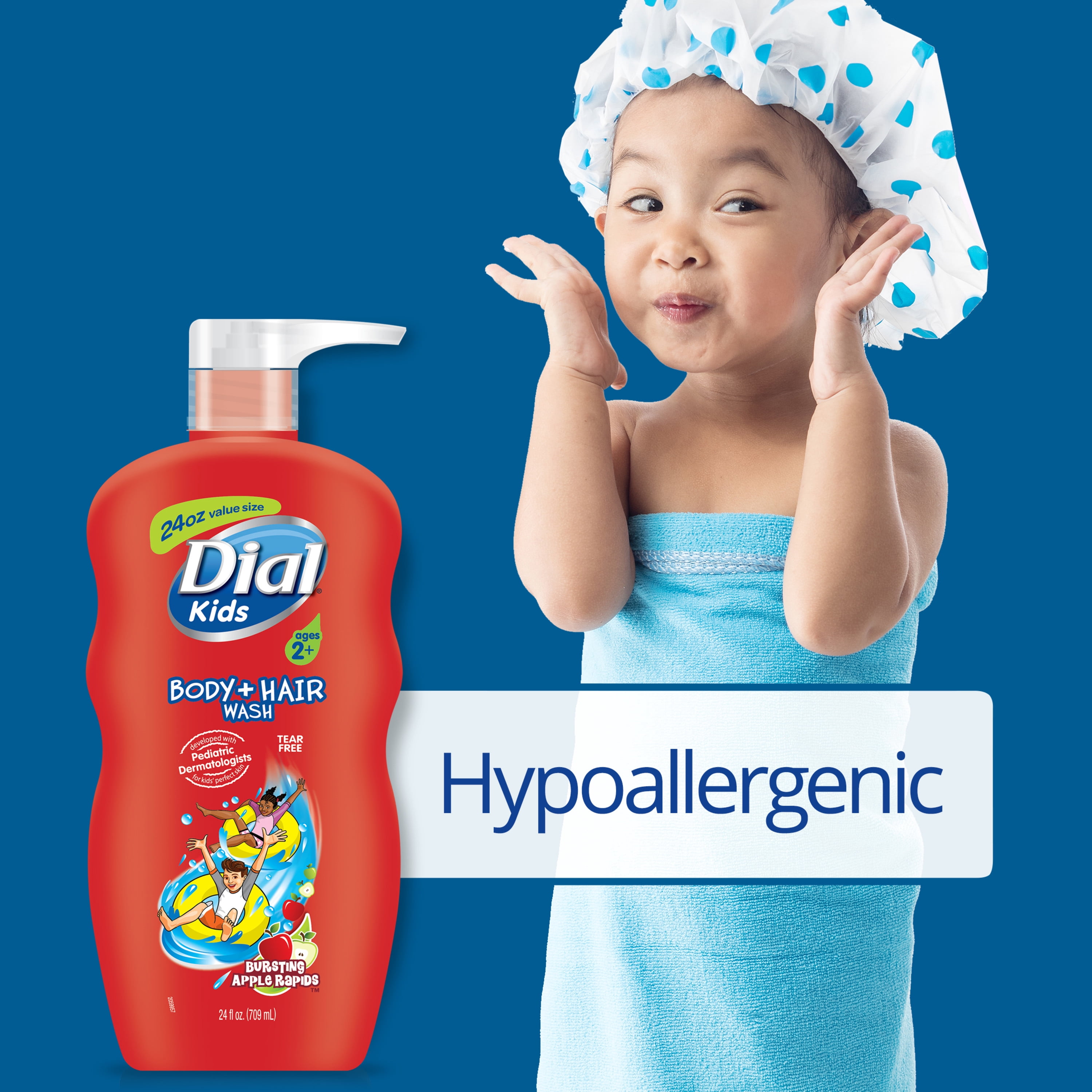 Dial Kids Body + Hair Wash, Bursting Apple Rapids, 24 fl oz