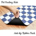 thumbnail image 5 of Checkered Dog Feeding Mat, Absorbent Mats for Dog Food and Water Bowl, Dispenser, Retro Aesthetic Navy Blue Checkerboard Pet Placemat for Dogs, Cats, Puppy, 16" X 24”, 5 of 5