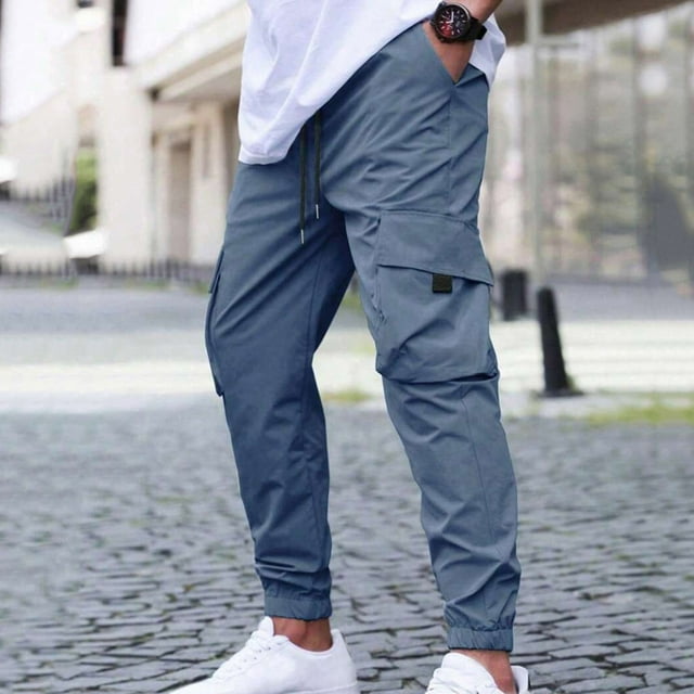 Amzcrzy Cargo Pants for Men Men Style Cargo Pants Casual Fashion Loose Drawstring Pockets Outdoors Exercise Pants Sweatpants for Men Men's Pants Men's Sweatpants Track Pants Men Men's Cargo Pants