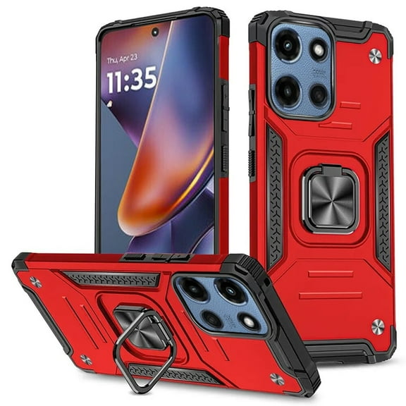 For Motorola Moto G 5G 2025 XT2513V Robust Kickstand Phone Case Cover - Red