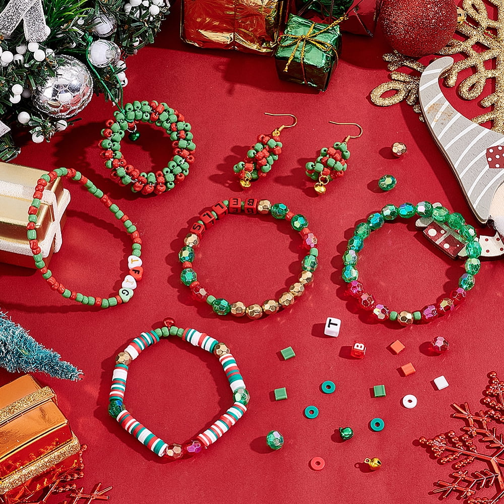 about 1510pcs Christmas Theme DIY Bracelet Making Kit Mixed Color 11x4mm Hole: 1.4mm about 1510pcs/box