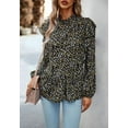 thumbnail image 4 of All-Over Ruffle Detail Floral Print Long Sleeve Blouse for Women Black Small, 4 of 5