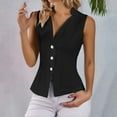 thumbnail image 2 of Breezora Women's 3 Button Sleeveless Vest Suit Set Lightweight Comfortable Summer Outfit for Business Casual and Daily Wear XXL Size Black, 2 of 9