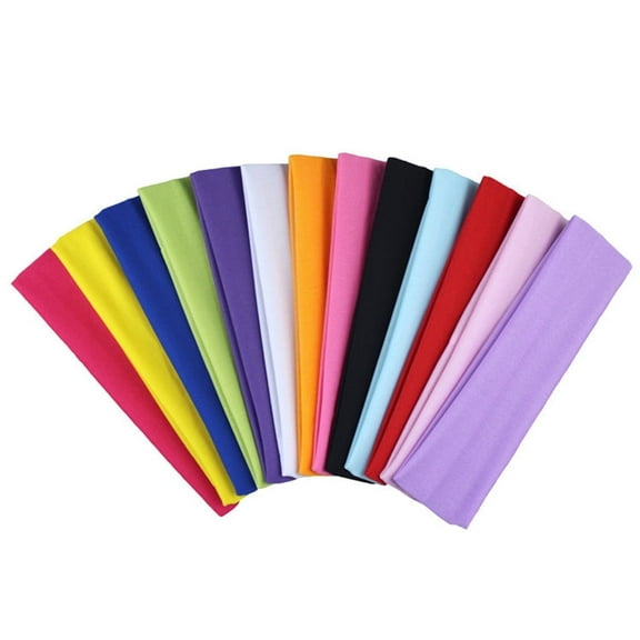 Casewin 10 Pcs Stretch Cotton Headbands- Non-Slip Head Wraps- Yoga Colorful Sports Headband- Sweatband Hairband for Women and Girls/Pilates/Fitness/Run/Cycle(Mixed Colors)