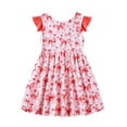 thumbnail image 5 of Lanbubble Toddler Girl Dresses Back Bowknot Floral Ruffled Sleeve Dress Casual Sundress 6-7 Years, 5 of 11
