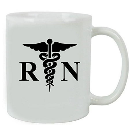 CustomGiftsNow Registered Nurse Caduceus Symbol RN Ceramic Coffee Mug and Gift Box - Great Gift for a CNA, RN, LPN Nurse, Nursing Students or Nursing