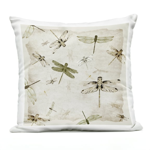 Stupell Industries Vintage Grace Dragonflies Outdoor Printed Pillow design by Jacob Q, 18 x 7 x 18