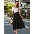 thumbnail image 3 of DARING DIVA Women's Elastic Waist Tiered A-line Ruffle Boho Maxi Skirt M Black, 3 of 6