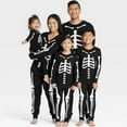 thumbnail image 3 of Women's 1X Skeleton Pattern 2-Piece Pajamas, Black, 3 of 5