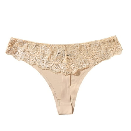 

Knosfe Sexy Low Waisted Breathable Thong Panties Women s Lace Stretch G-Strings Underwear