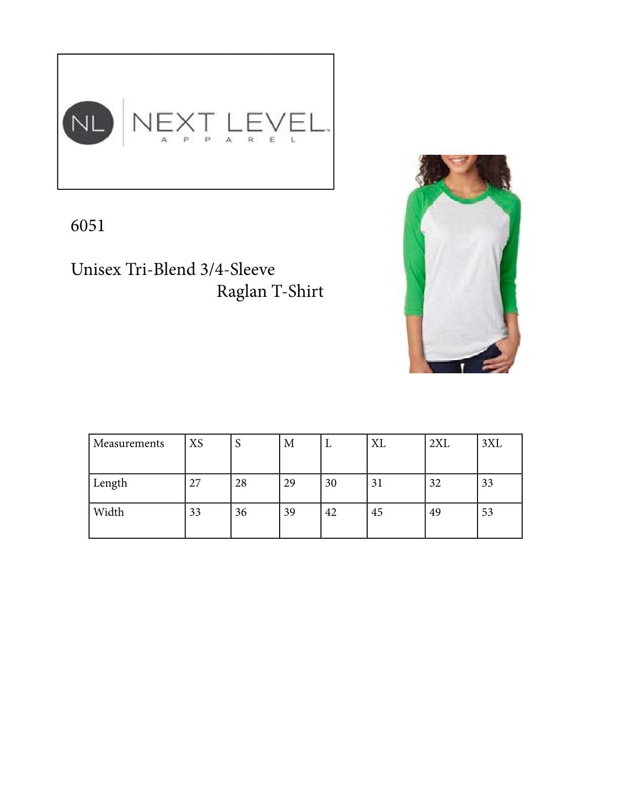 Next Level T Shirt Size Chart