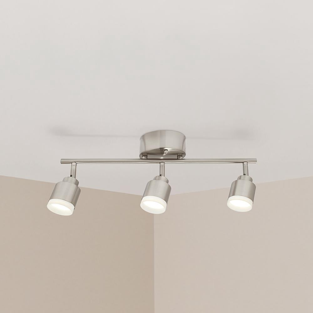 Open Box 19 In. 3-Light Brushed Steel Integrated LED Track Lighting Kit