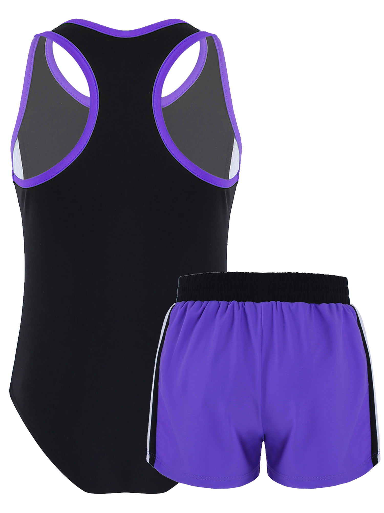CHICTRY Girls 2-pc Printed Swimsuit Swimming Jumpsuit with Shorts Beachwear Purple 10