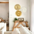 thumbnail image 6 of 12" Wall Décor Pack of 3 Metal Gold & White Washed Starbursts Radial Plate Wall Art Modern Accent Hanging Wall Decorations For Home Office Bedroom Or Living Room Wall Sculptures, 6 of 7
