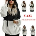 thumbnail image 3 of Aosijia Women Sweatshirt Rope Hooded Sweatshirt Winter Warm Solid Splicing Jacket Coat Wool Hoodie Gray L, 3 of 8