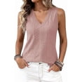 thumbnail image 6 of BTFBM Womens Tank Tops Summer Eyelet Crossed V Neck Sleeveless Casual Loose Fit Basic Spring Top Vacation Outfits, 6 of 7