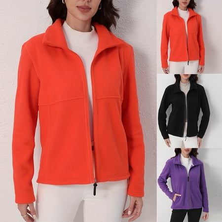 ZyeKqe Womens Fleece Jackets Winter Fall Zip up Soft Casual Loose Fitted Long Sleeve Coats Outwear with Pockets