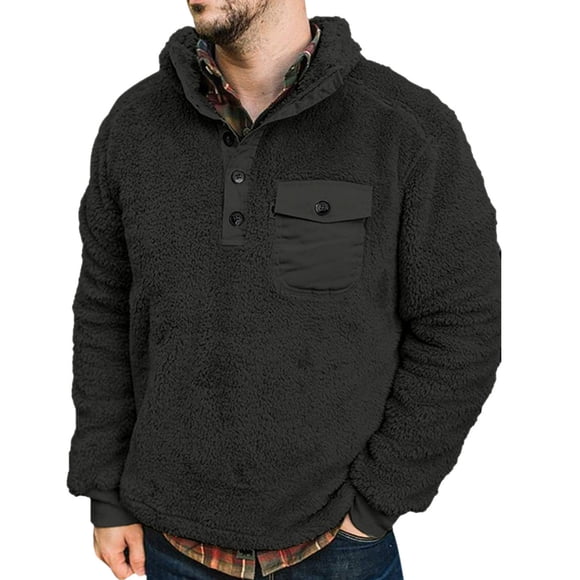 MSJUHEG Mens Hoodies Hoodies Hoodie Round Neckline Long Sleeve Pullover Fleece Pullover Sweatshirt Jacket Button Collar Warm Sweater Coat Hoodies For Men Hoodies For Guys Dark Gray Xl