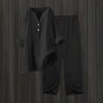 thumbnail image 2 of Womens 2 Piece Outfits Wide Leg Blouse Pockets Elastic Pants Sets Casual V Neck Shirt Trousers Fashion Streetwear pajama set, 2 of 5