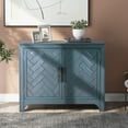 thumbnail image 2 of EUROCO 40'' Retro Sideboard Cabinets, Accent Cabinet with Woven Stripe Doors and Adjustable Shelves, for Entryway, Living Room and Study Room, Antique Blue, 2 of 8