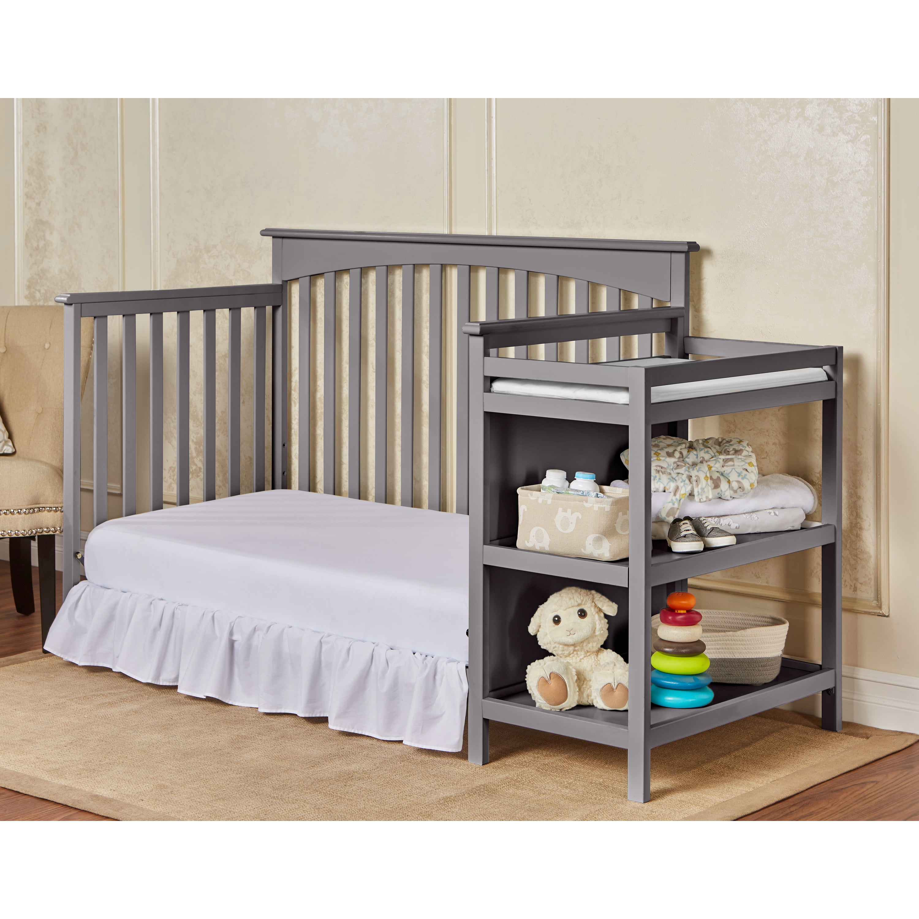 Dream On Me Chloe 5-in-1 Convertible Crib and Changer, Storm Grey