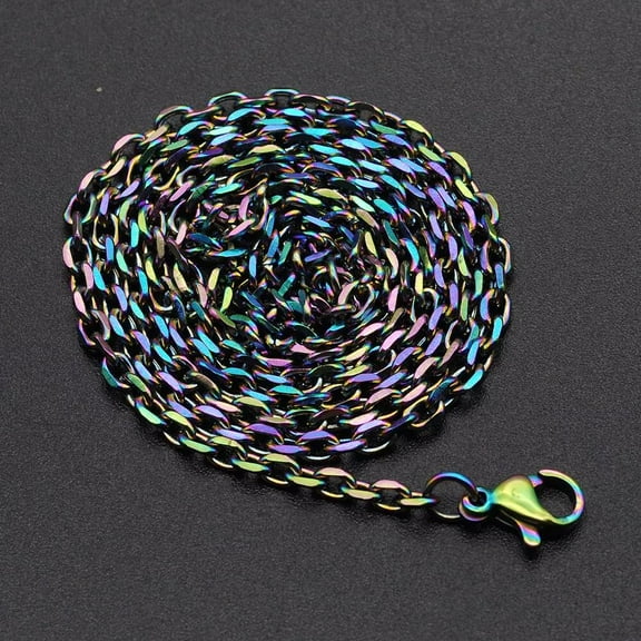 304 Stainless Steel Cable Chain Necklace Lobster Rose Gold Silve 18-26" 3Mm A421