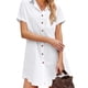 thumbnail image 4 of Traje de baño para mujer Cubrir la playa Color liso Cuello vuelto Camisa larga con botones de manga corta y bolsillo en el pecho Blanco L, 4 of 6