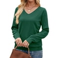 thumbnail image 7 of FDGIU Women's Lightweight V-Neck Sweater‌ - Long Sleeve Knit Pullover Tops, Loose Fit Crochet Casual Tunic for Fall 2025, 7 of 7
