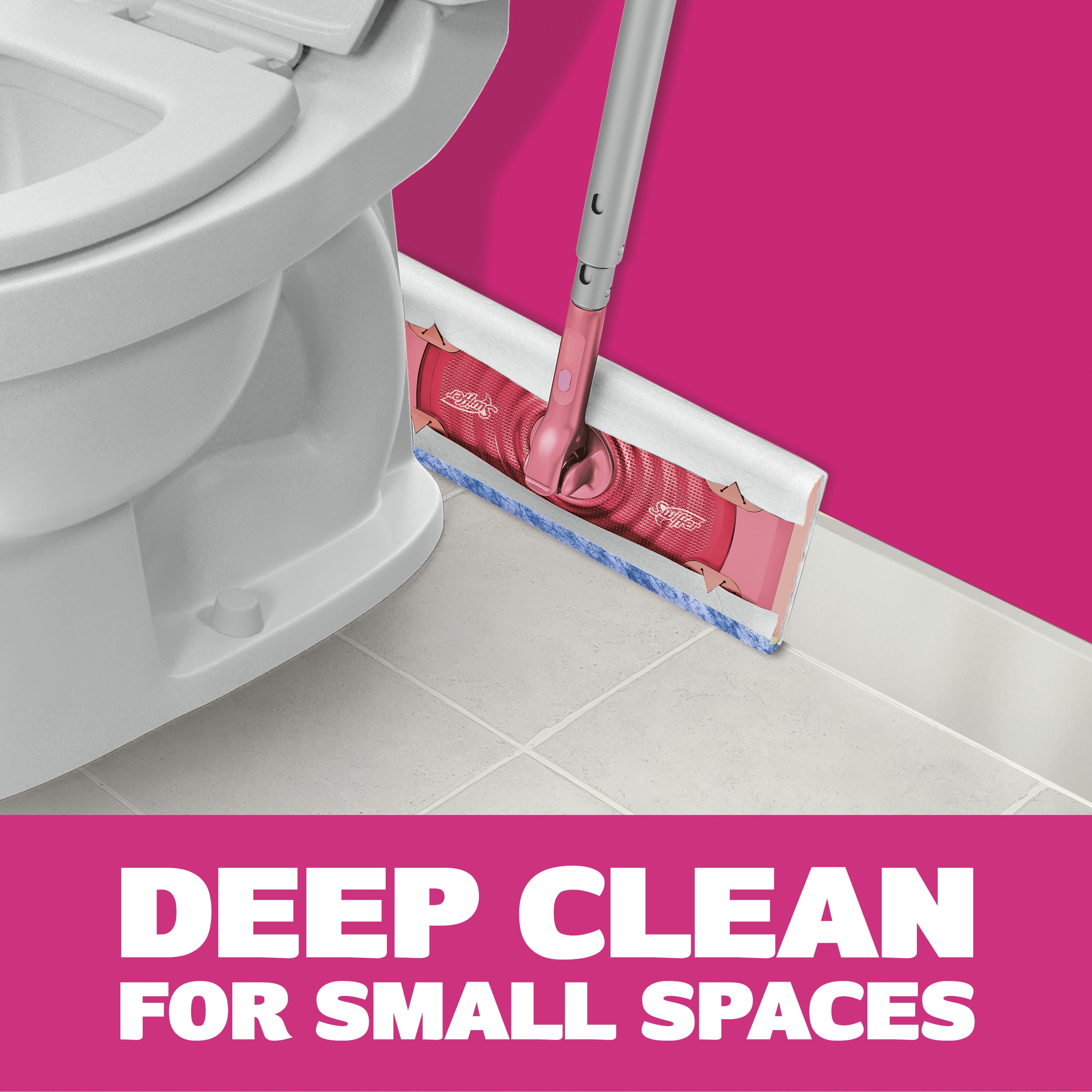 Swiffer Pink Mop & Go Deluxe Kit with Dry & Wet Refills, Unscented, 1 Handle + 2 Hair Magnet Dry Refills & 6 Mop & Go Wet Refills