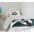 thumbnail image 4 of Ambesonne Wolf Quilted Bedspread Set 2 Pcs, Business Animal in Suit, Twin Size, Teal Vermilion Black, 4 of 6