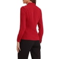 thumbnail image 3 of INSPIRE CHIC Women's Elegant V Neck Long Sleeves Button Down Shirt L Red, 3 of 5