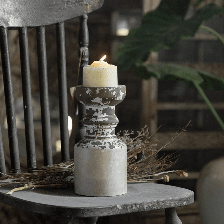 The Madeline White Distressed Pillar Candle Holder~Farmhouse candle stand  for pillar candle~shabby chic decor~small tray stand~Cottage decor
