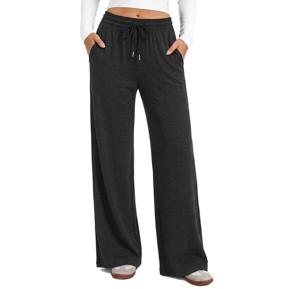 Fantaslook Womens Wide Leg Pants Casual Lounge Pull on Pant Soft Stretchy Trousers with Pockets for Daily Work Travel