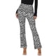 thumbnail image 1 of Pantalones de mujer Inspire Chic de cintura alta con estampado de vaca, casuales, de campana, ajustados, largos, XS, negro-cebra, 1 of 6