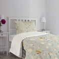 thumbnail image 3 of Ambesonne Tea Party Quilted Bedspread Set 2 Pcs, Coffee Cakes Cherries, Twin Size, Bluegrey Red Green, 3 of 5
