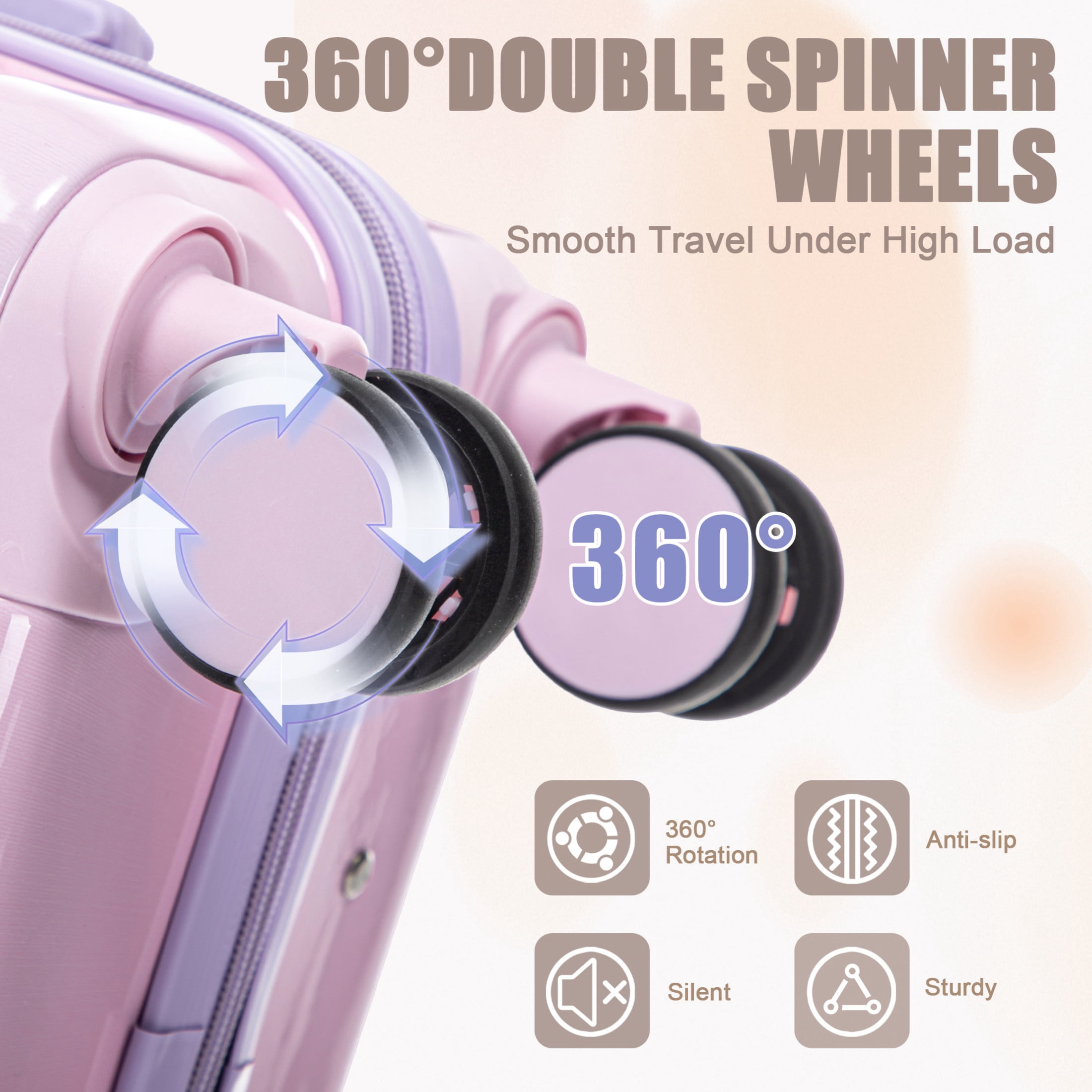 Noble House Vance 20"/14" Hardshell Spinner Luggage Set, Carry-On Suitcase and Cosmetic Case, Pink & Purple, Set of 2