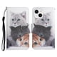 thumbnail image 1 of Funda de piel con estampado pintado para iPhone 13 Mini, tres gatos, 1 of 5