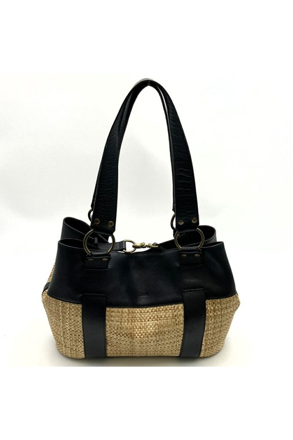 Pre-Owned Chlo Chloe tote bag, handbag, leather, straw, basket, raffia, beige, brown, women's.
