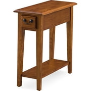Leick Home Haven Ridge End Table, Solid Wood, 1 Storage Drawer, Bottom Display Shelf, Narrow, Easy-Assembly, Medium Oak, 24.0 in. L x 10.0 in. W x 24.0 in. H, 9017-MED