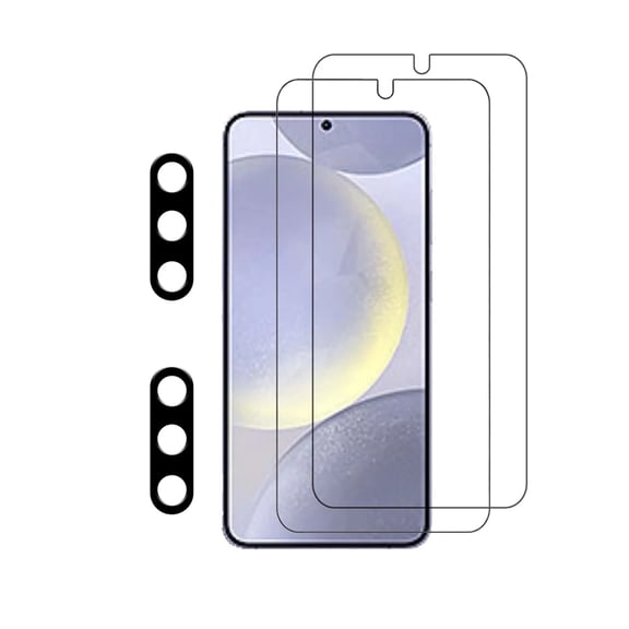 PAPAUTOP [2 Pcs] HD Clear Anti-Scratch Tempered Glass Screen Protector with Camera Protector for Samsung Galaxy S25 Plus 2025