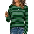 thumbnail image 2 of Yutgune Women's Striped Sweatshirt Crew Neck Long Sleeve Shirts Casual Fall Pullover Top, 2 of 9