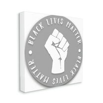 Stupell Industries Black Lives Matter Statement Grey Circle Fist Canvas Wall Art by Daphne Polselli
