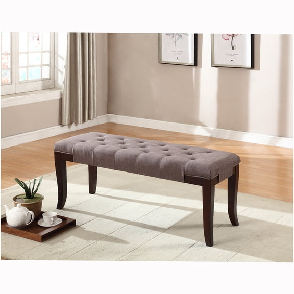 JERFIT Linon Tufted Bench Fabric Brown
