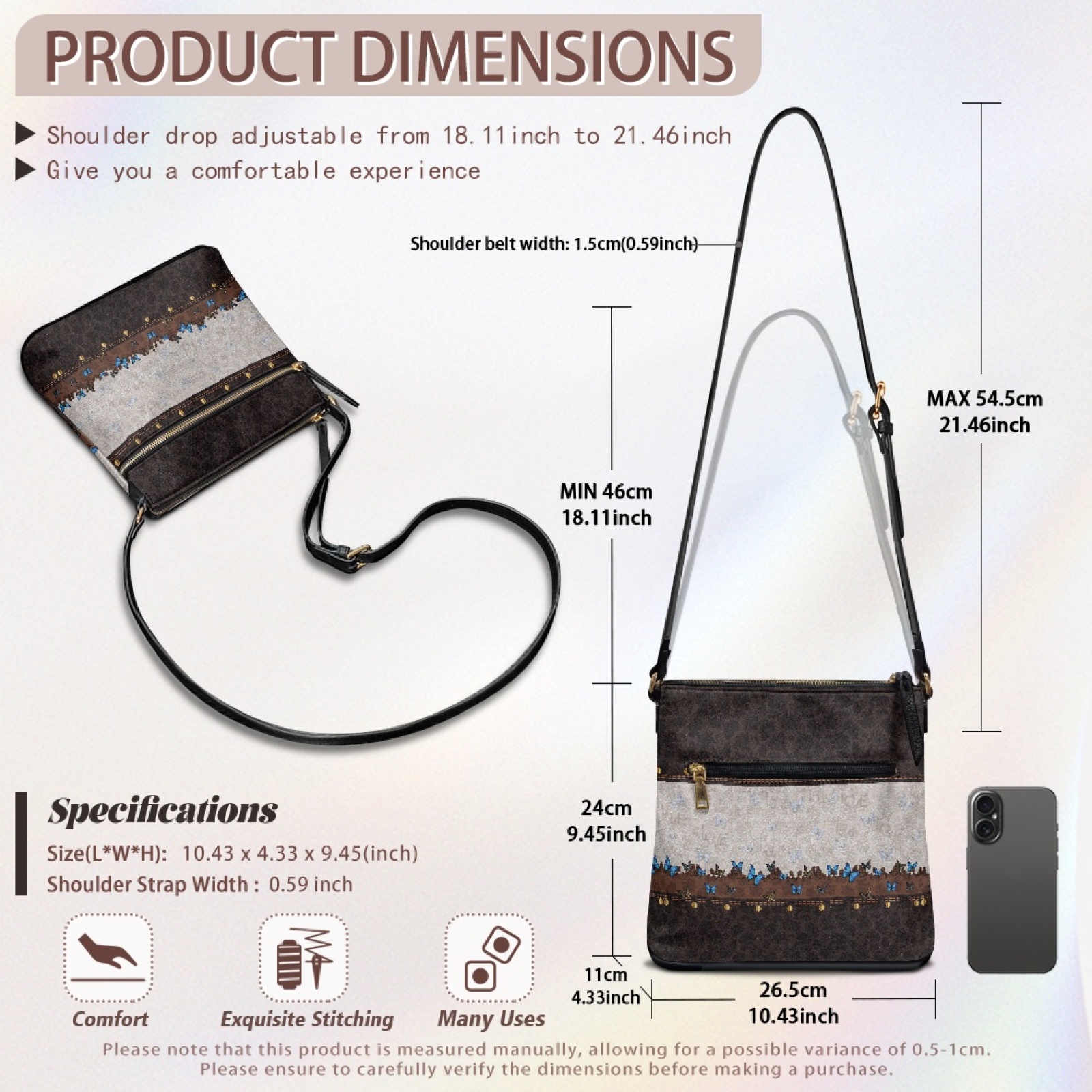 ZUXONGSY Butterfly Cow Spot Leather Print Crossbody Bags for Women Fashion Shoulder Bag Phone Wallet Waterproof Crossbody Purse Pocketbook with Zipper for Dating Shopping