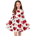 thumbnail image 2 of LEWKW Toddler Girls Heart Print Dress Long Sleeve Ruffle Hem Fit and Flare A-Line Skater Dress for Spring Photography Daily Playwear Outfits, 2 of 6