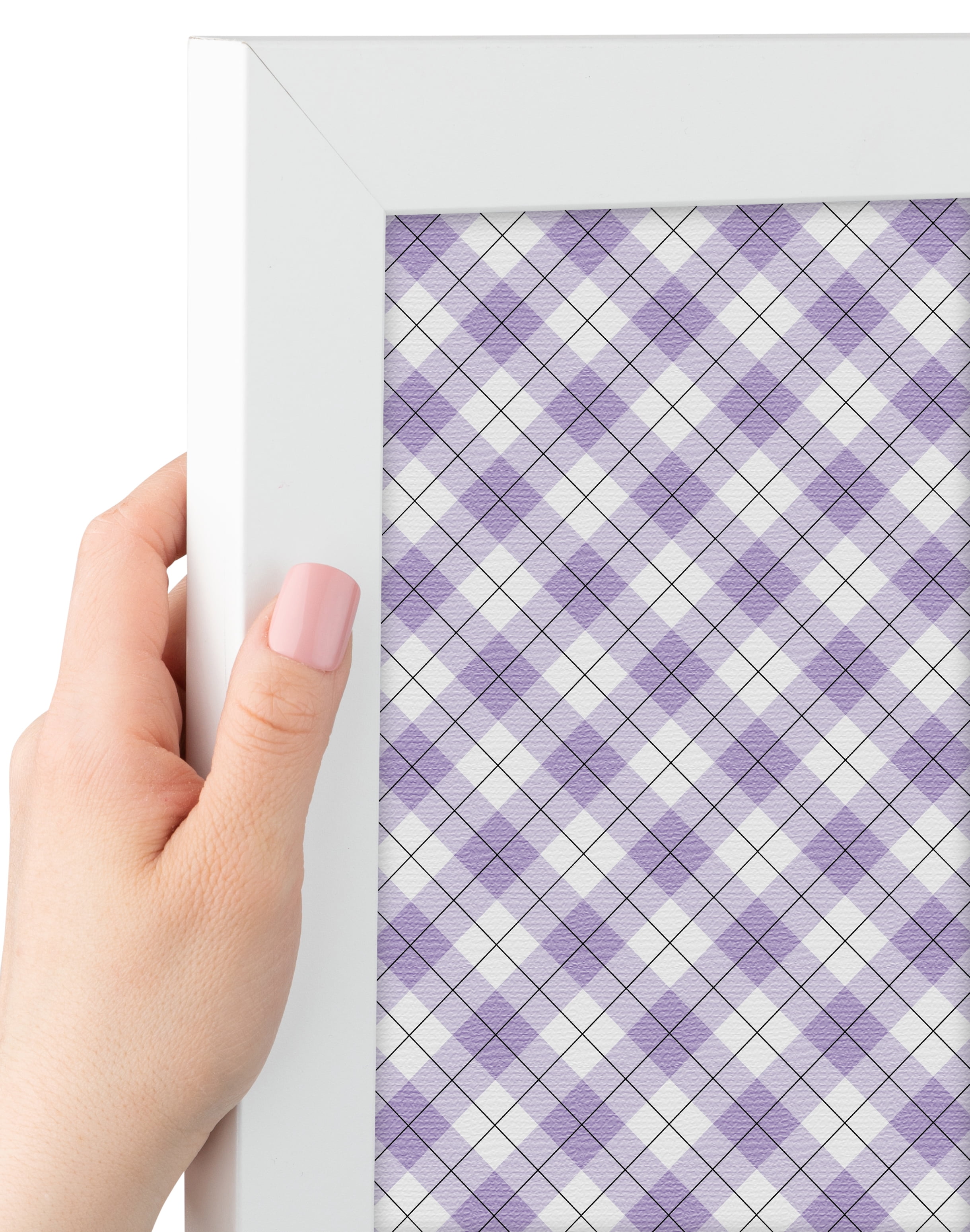 PinPix ArtToFrames 32x22 Custom Cork Bulletin Board Argyle Lilac   Poster Board Has a Fabric Style Canvas Finish, Framed in Satin White Frame (PinPix-639)